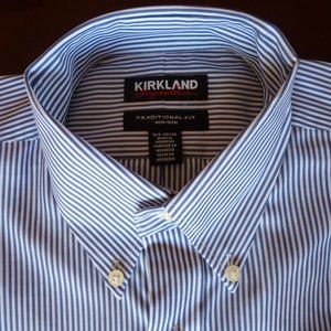 Kirkland Signature Men's Long Sleeve Non-iron Button Down Dress Shirt – Size 15